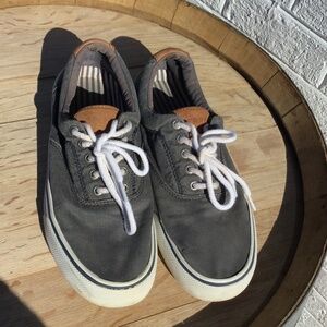 Sperry Top-Sider Gray Canvas Lace-Up Sneakers | Casual Walking Shoes S 9
